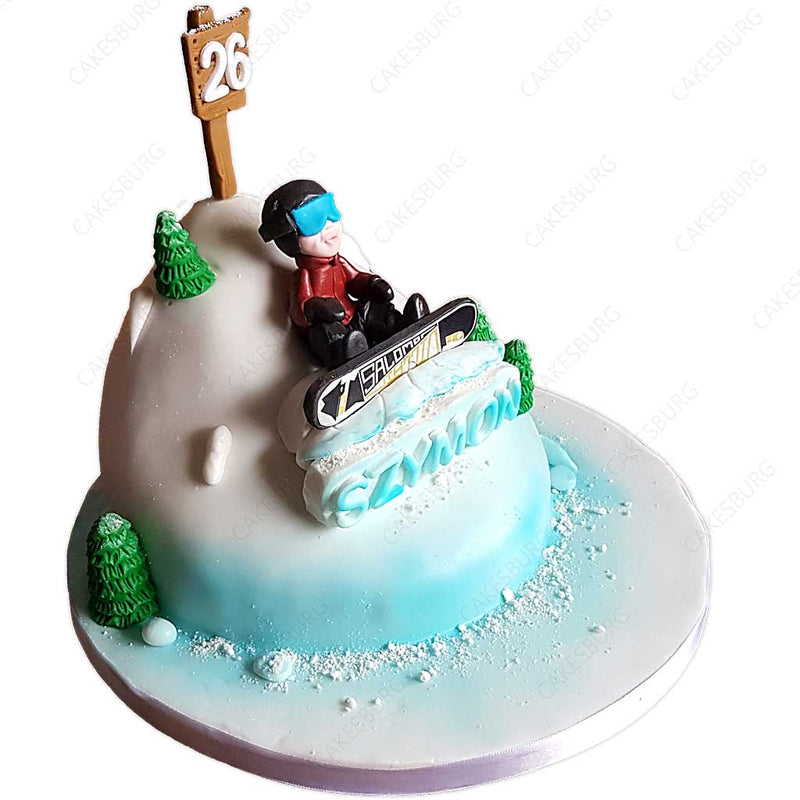 Snow Board Skiing Cake