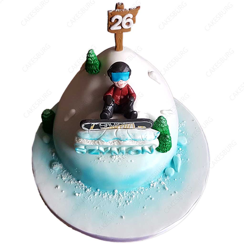 Snow Board Skiing Cake