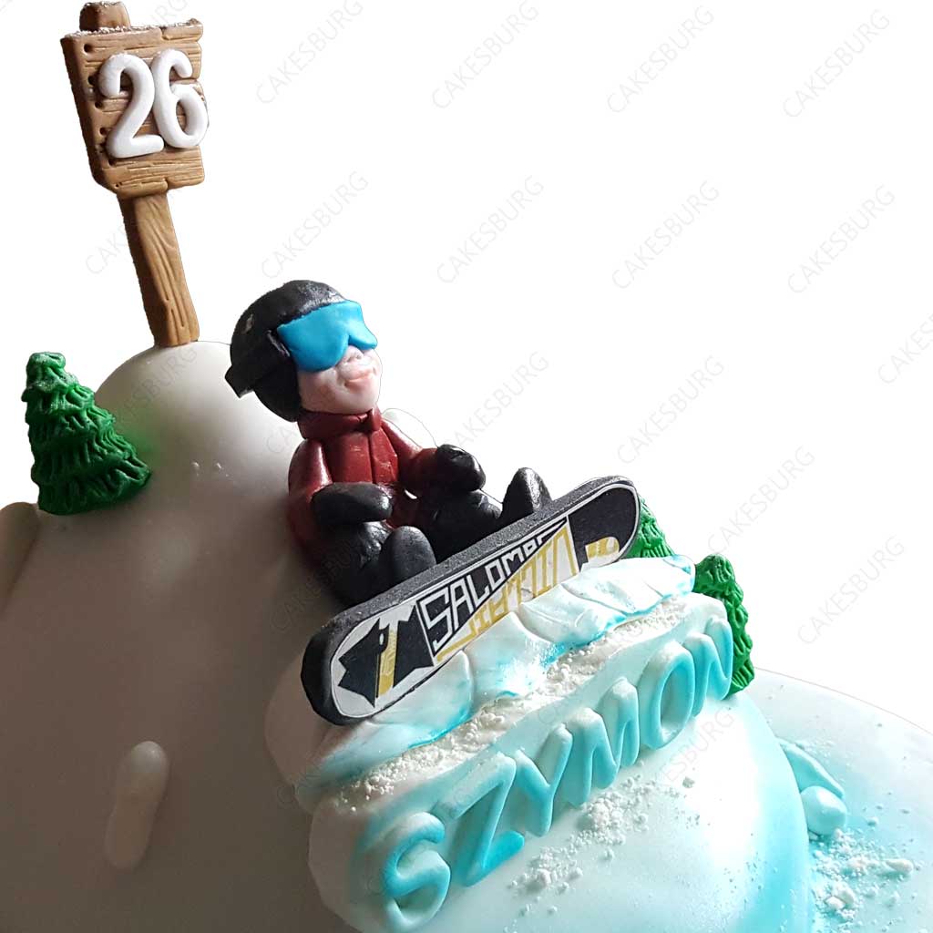 Snow Board Skiing Cake