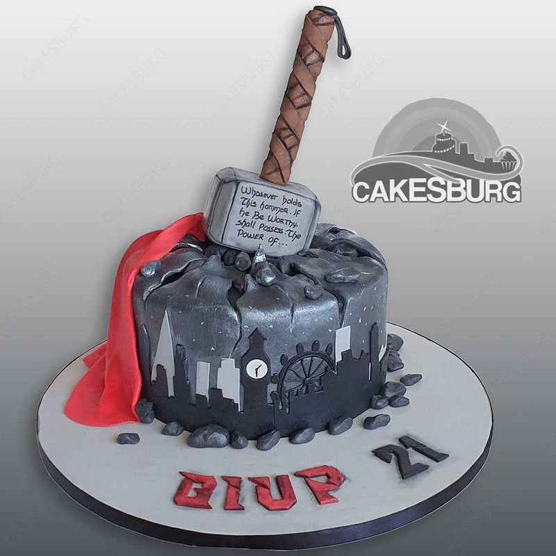 Thor's Hammer Cake | Thor cake, Cake, Marvel cake