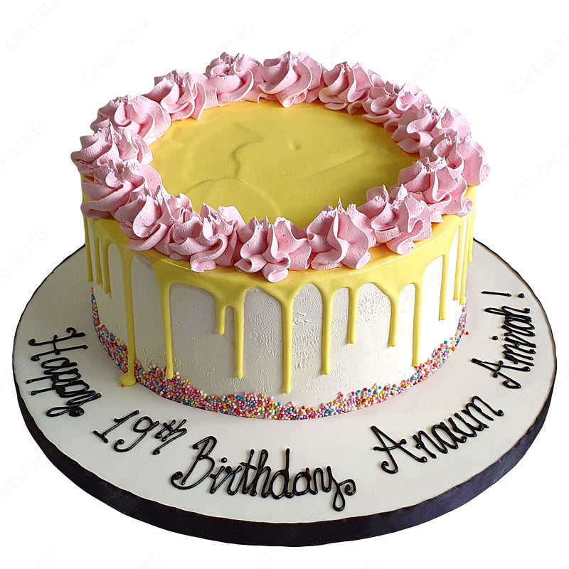 Yellow Buttercream Cake with Rainbow Sprinkles