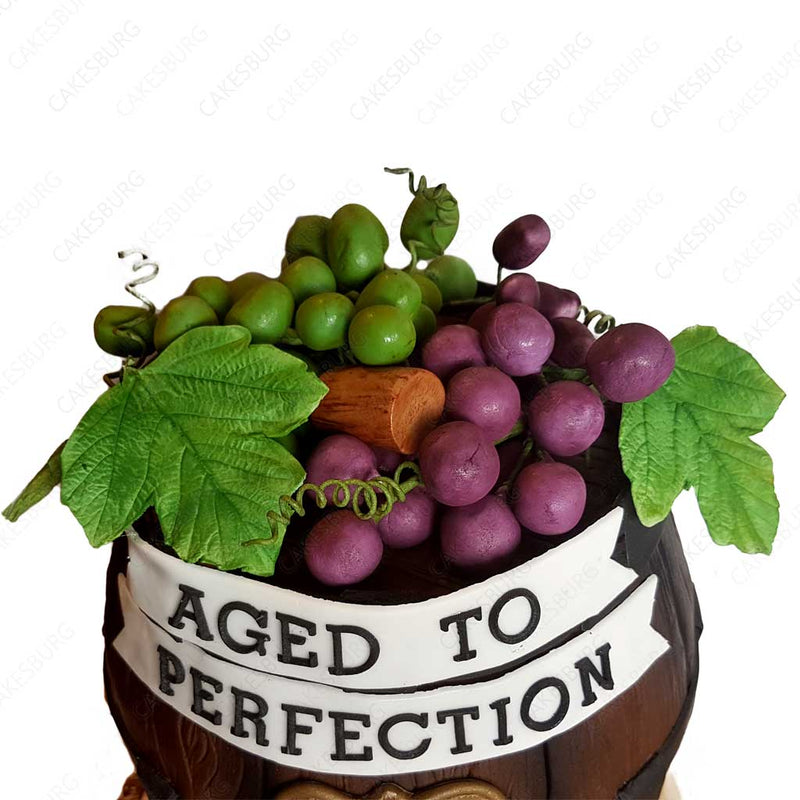 Aged to Perfection Wine Barrel On The Log Cake