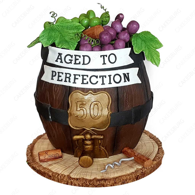 Aged to Perfection Wine Barrel Cake