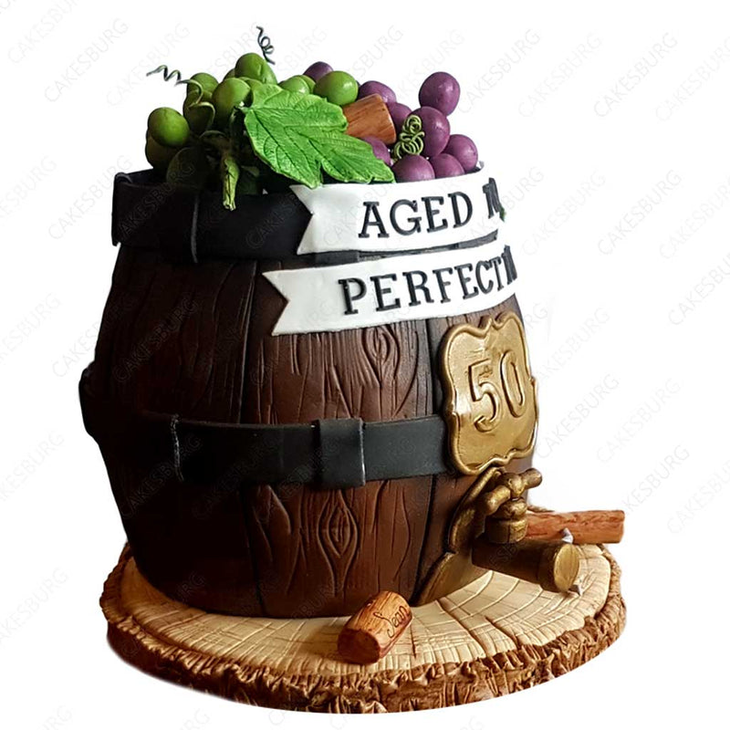 Aged to Perfection Wine Barrel Cake