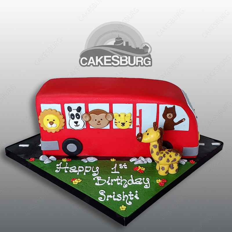 Animals School Bus Cake
