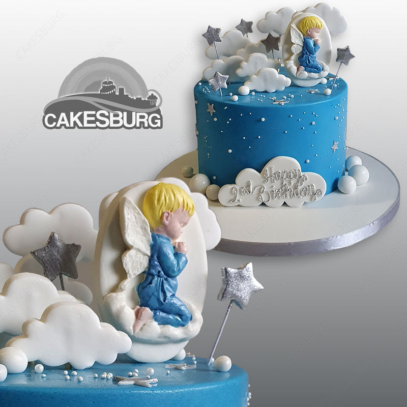 Amazon.com: Fun Market Angel Cake Topper Set - Angel Figurine with Stars &  Doves Cake Decorations - Handmade Clay Cake Topper Angel for Baptism, Baby  Shower, Birthday, Christening - 17-Piece Angel Decor
