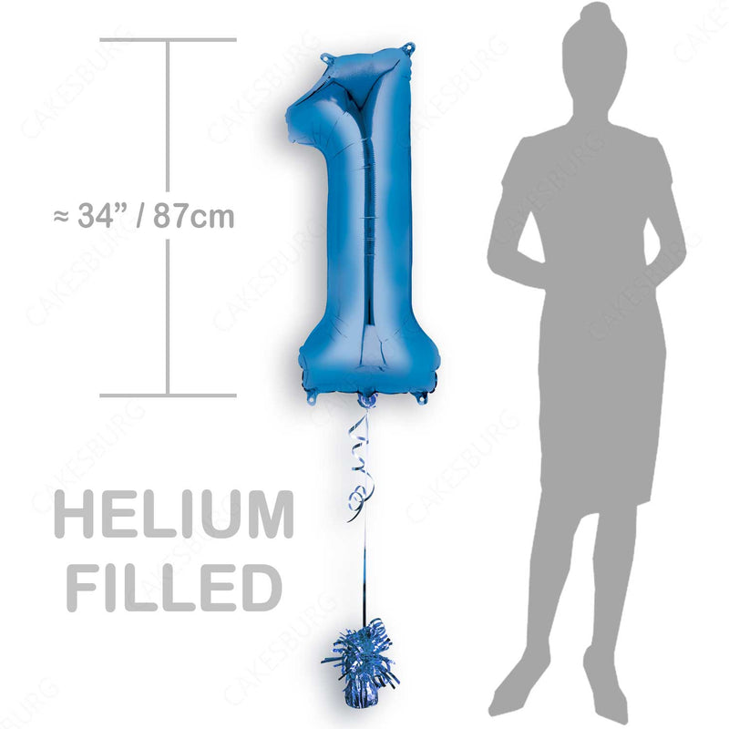 34" Blue - Number 1 - Foil Balloon (HELIUM FILLED)