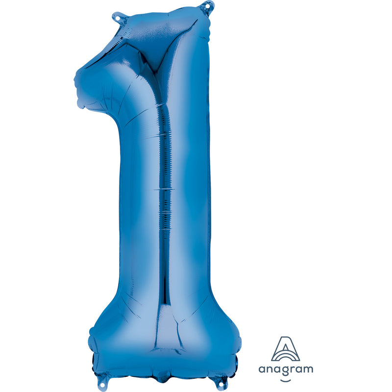 34" Blue - Number 1 - Foil Balloon (HELIUM FILLED)
