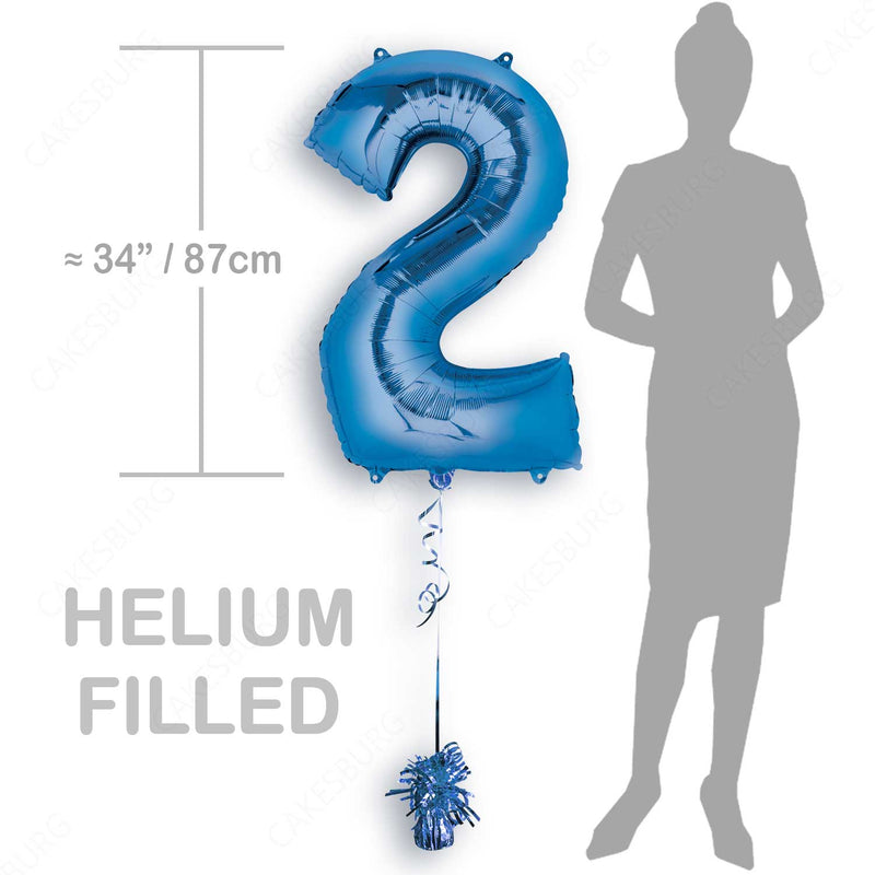 34" Blue - Number 2 - Foil Balloon (HELIUM FILLED)