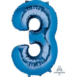 34" Blue Number Balloons (Helium Filled)