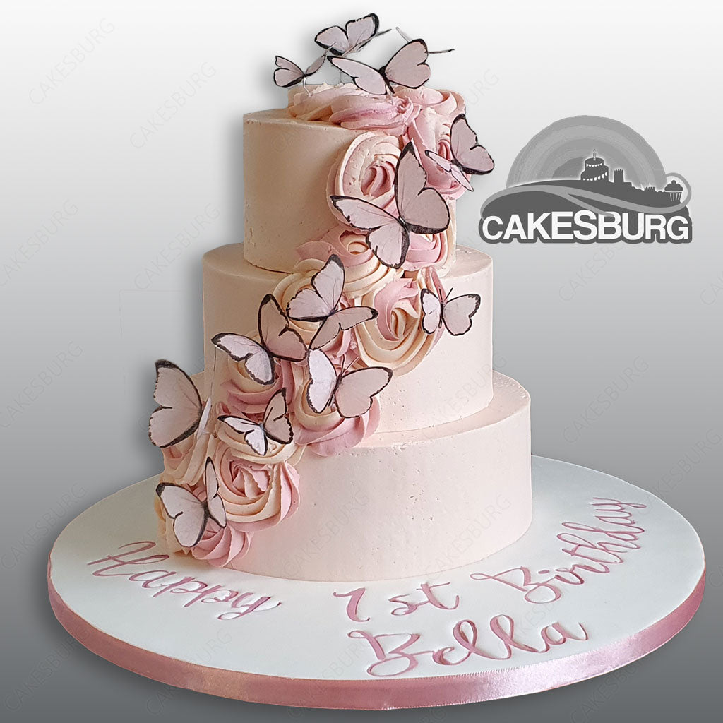 Elegant Butterfly Buttercream Cake