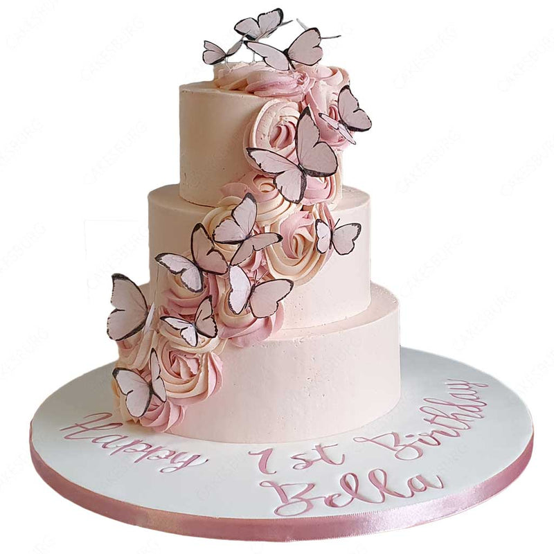 Elegant Hibiscus Buttercream Birthday Cake 3D Model in Sweets 3DExport