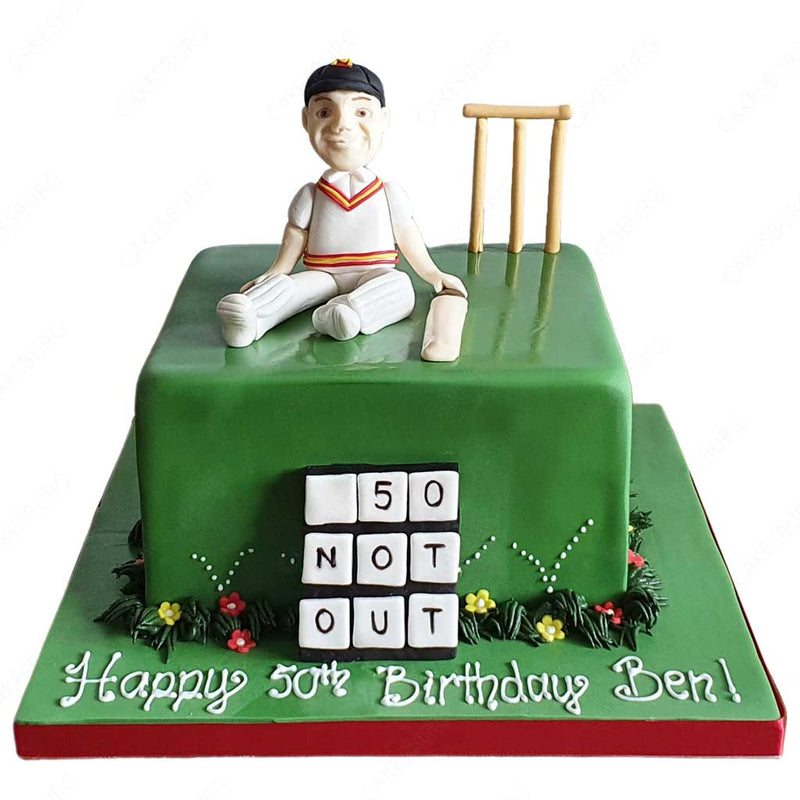 2 Tier Cricket Themed Birthday Cake | Susie's Cakes