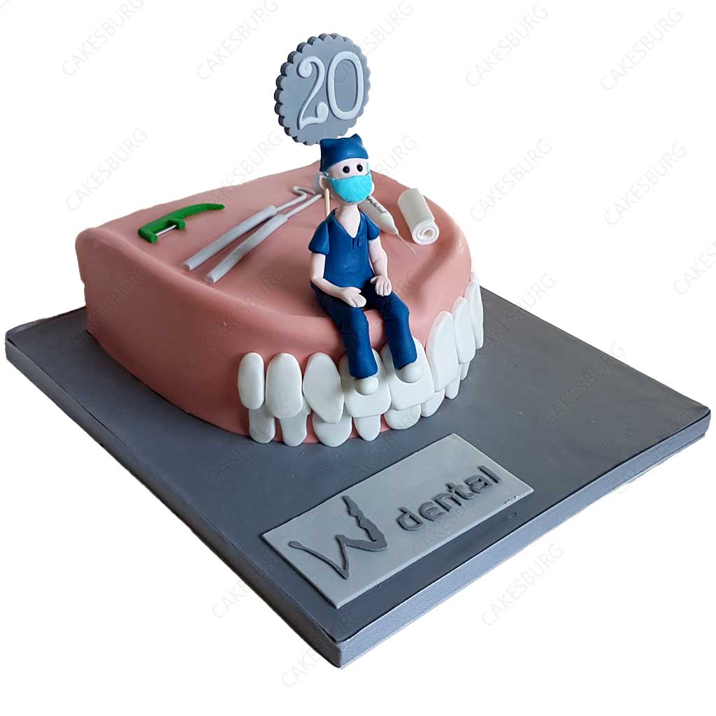 Online Dentist Theme Fondant Cake Delivery : VIBH Cake Studio