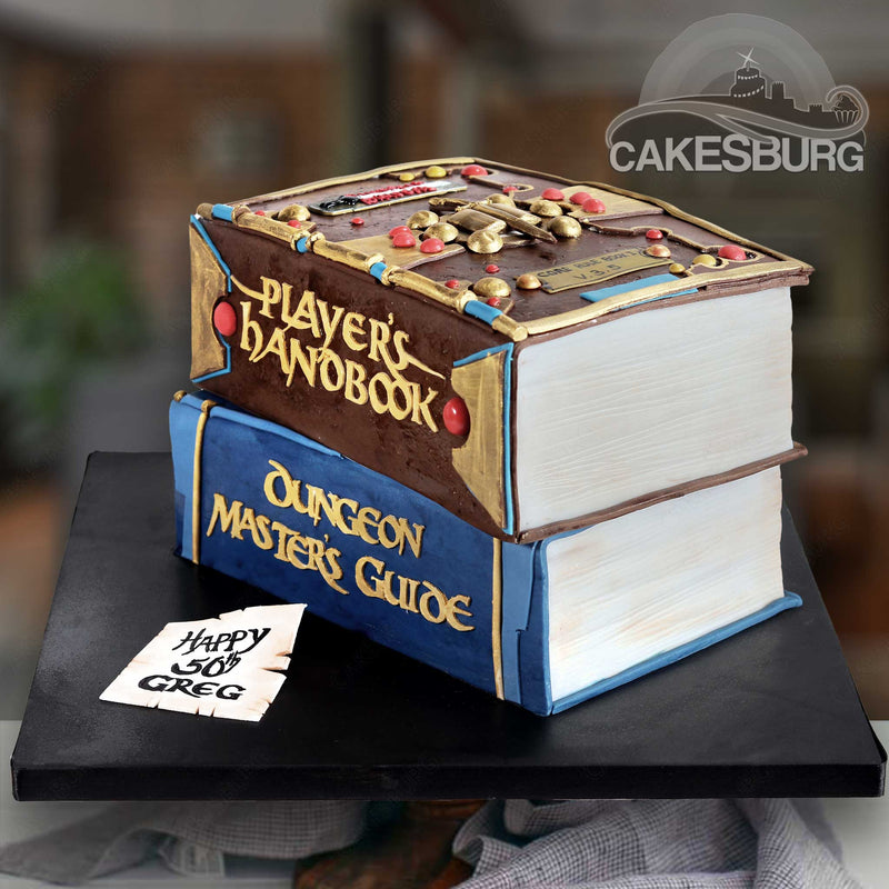 Stack of Books Dungeons and Dragons Cake