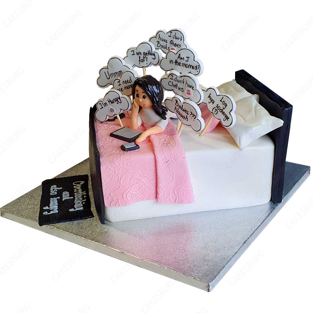 Bed Cake with Thought Balloons