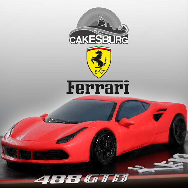 Red Ferrari Car Edible Cake Topper Easy Peel Icing | eBay