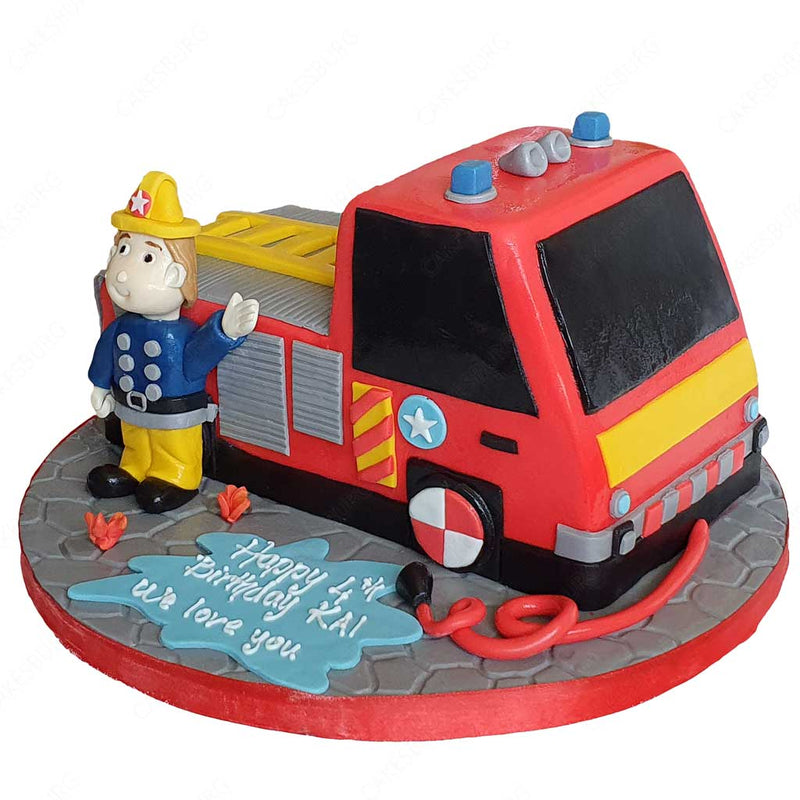Coolest 3rd Birthday Fire Truck Cake