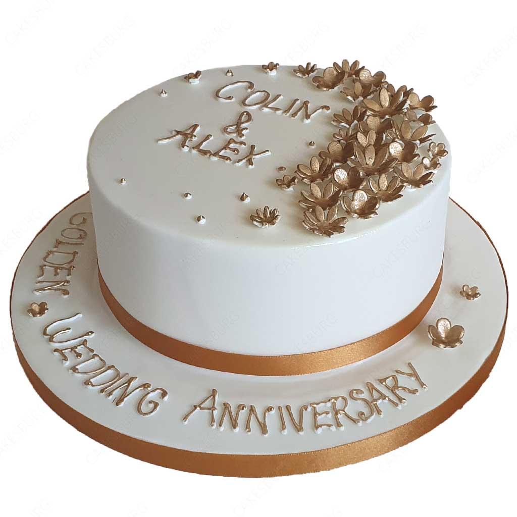 Flower Message Golden Anniversary Cake #2