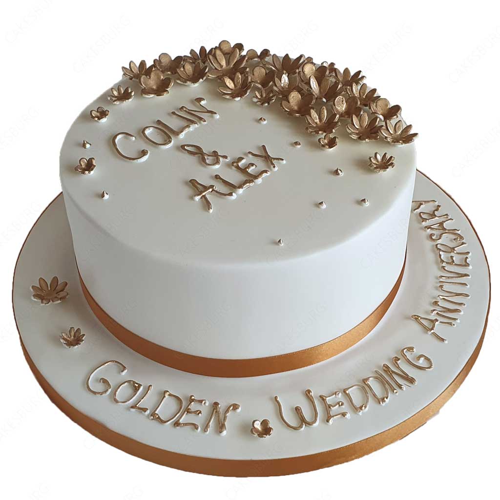 Flower Message Golden Anniversary Cake #2