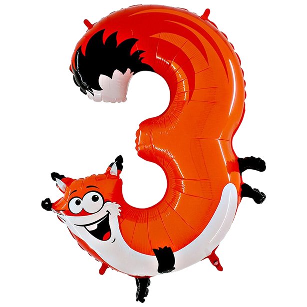 40" Fox Number 3 - Animaloon Foil Balloon (HELIUM FILLED)