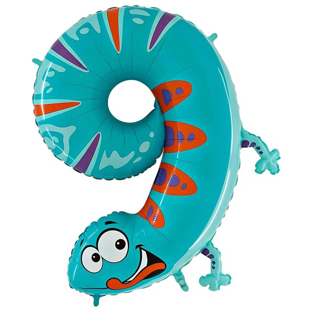 40" Gecko Number 9 - Animaloon Foil Balloon (HELIUM FILLED)