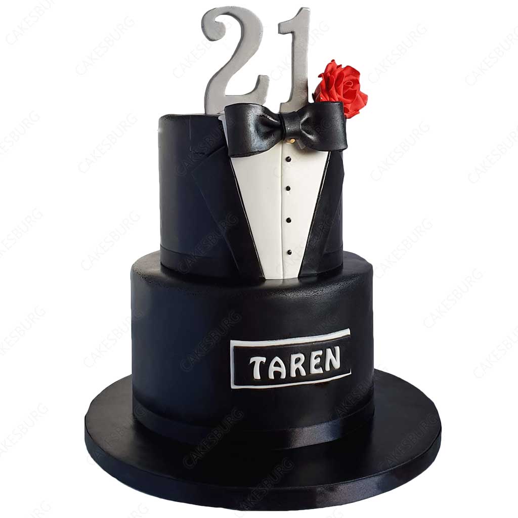 Elegant Black Tuxedo Cake