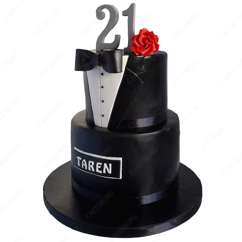 Elegant Black Tuxedo Cake