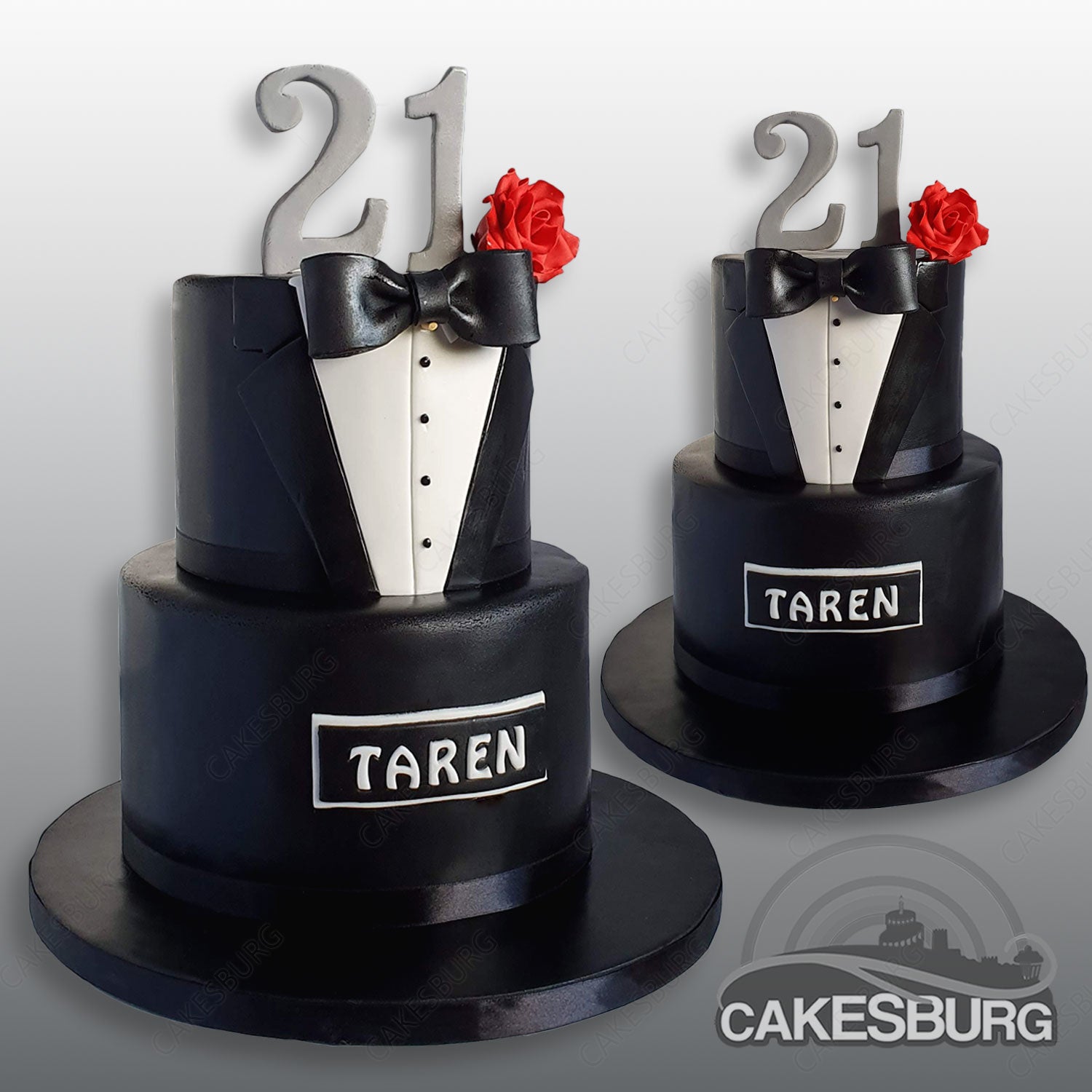 Elegant Black Tuxedo Cake