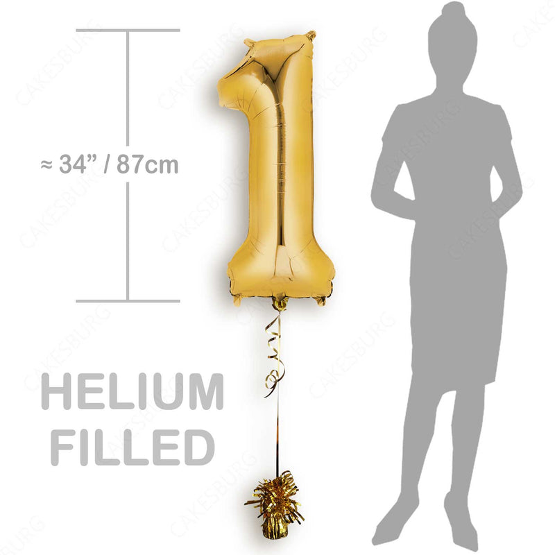 34" Gold - Number 1 - Foil Balloon (HELIUM FILLED)