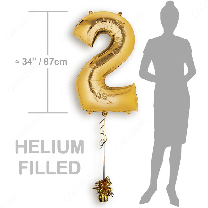 34" Gold - Number 2 - Foil Balloon (HELIUM FILLED)