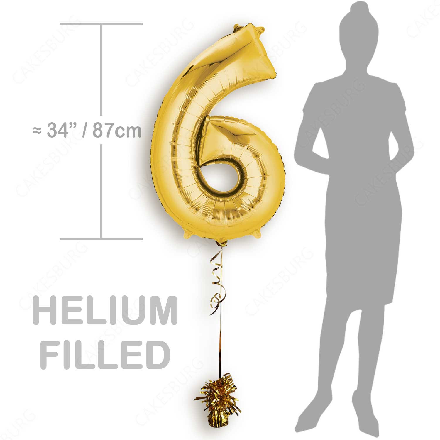 34" Gold - Number 6 - Foil Balloon (HELIUM FILLED)