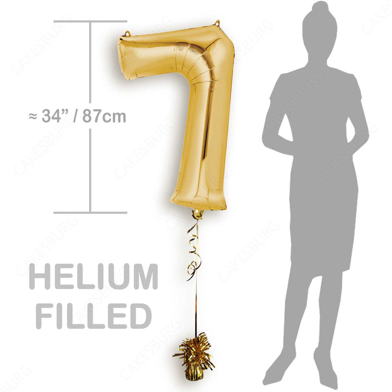 34" Gold - Number 7 - Foil Balloon (HELIUM FILLED)