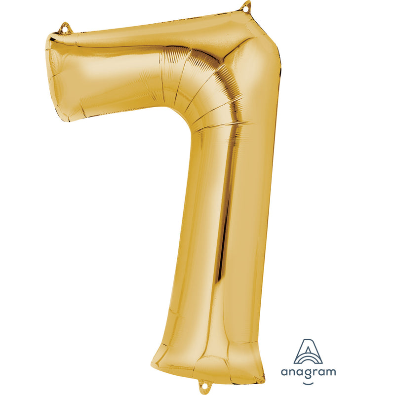 34" Gold - Number 7 - Foil Balloon (HELIUM FILLED)