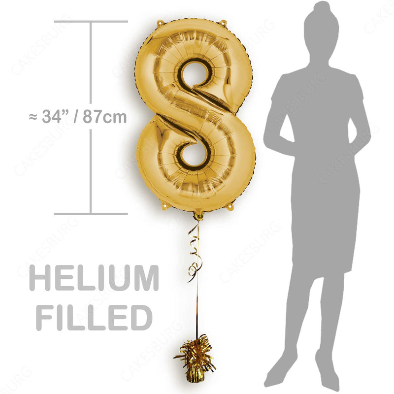 34" Gold - Number 8 - Foil Balloon (HELIUM FILLED)