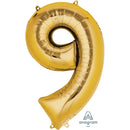 34" Gold - Number 9 - Foil Balloon (HELIUM FILLED)