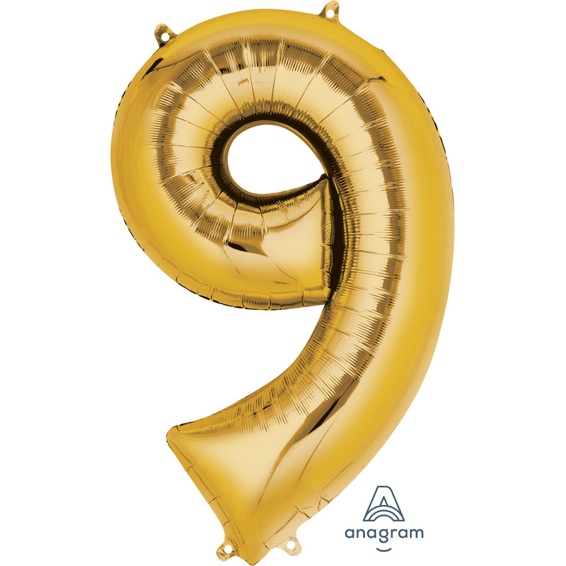 34" Gold - Number 9 - Foil Balloon (HELIUM FILLED)