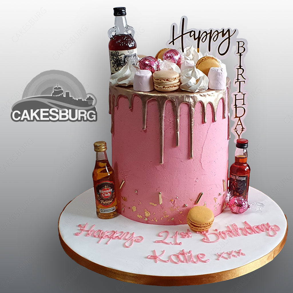 21st Birthday Tower Cake with Wine Bottle – Cakeforestlondon