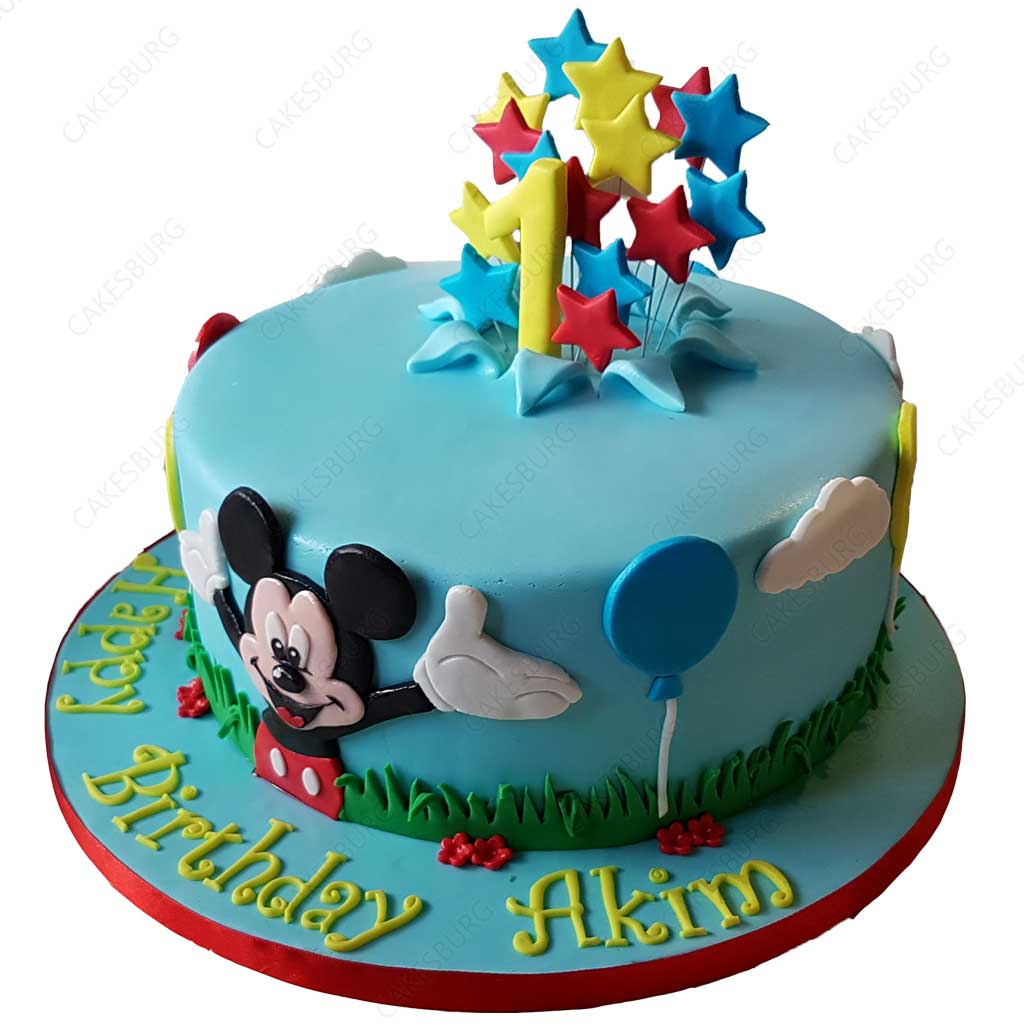Mickey Mouse Birthday Cake (2-tier) - Eve's Cakes