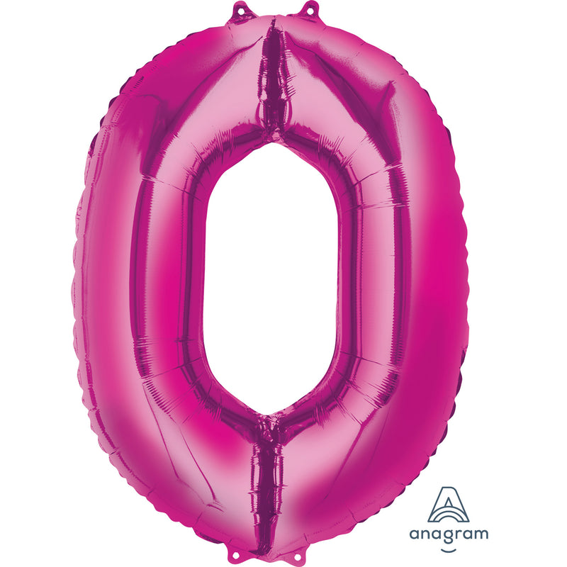 34" Pink - Number 0 - Foil Balloon (HELIUM FILLED)