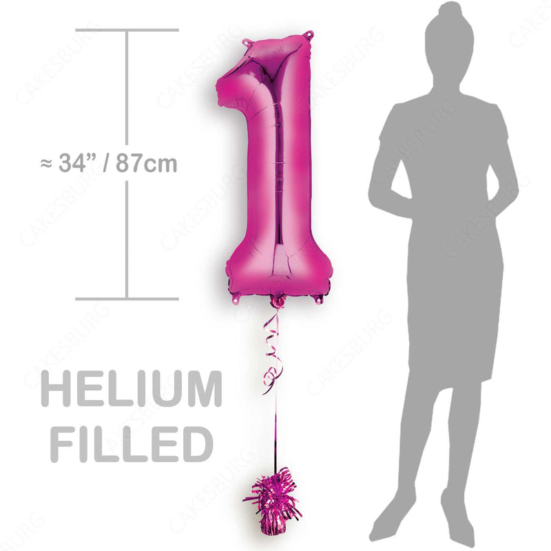 34" Pink - Number 1 - Foil Balloon (HELIUM FILLED)