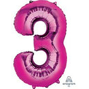 34" Pink Number Balloons (Helium Filled)