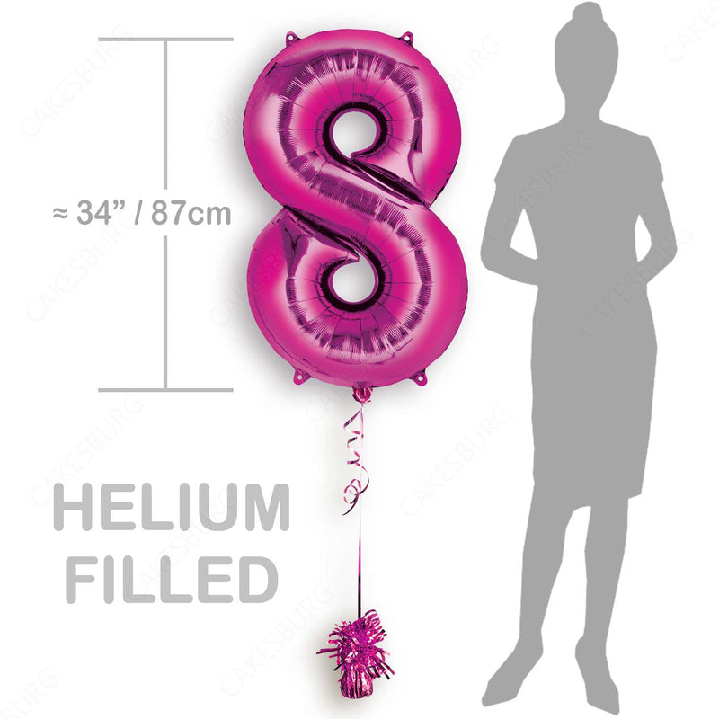 34" Pink - Number 8 - Foil Balloon (HELIUM FILLED)
