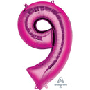 34" Pink - Number 9 - Foil Balloon (HELIUM FILLED)
