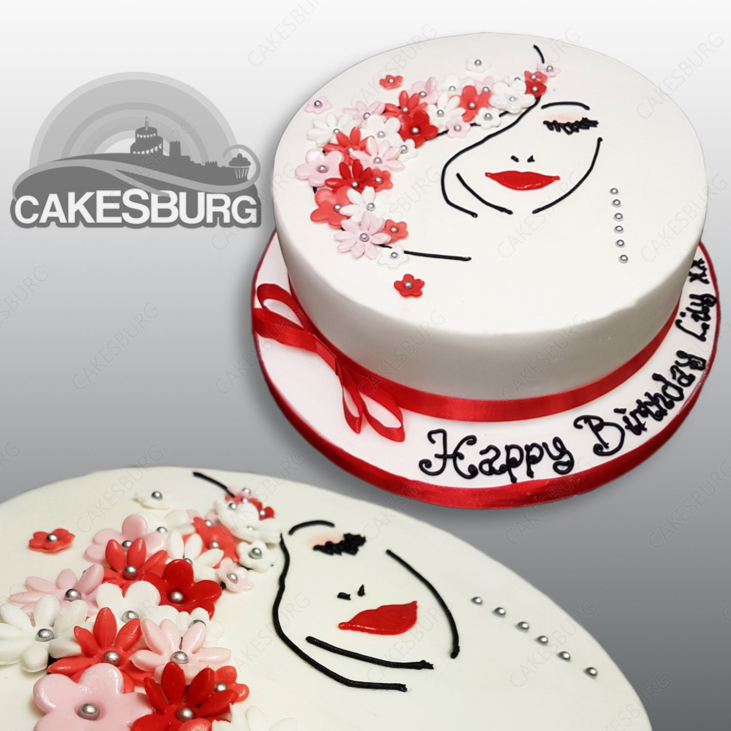 2 Tier Red Lips Fondant Cake | Kiss Day Cake