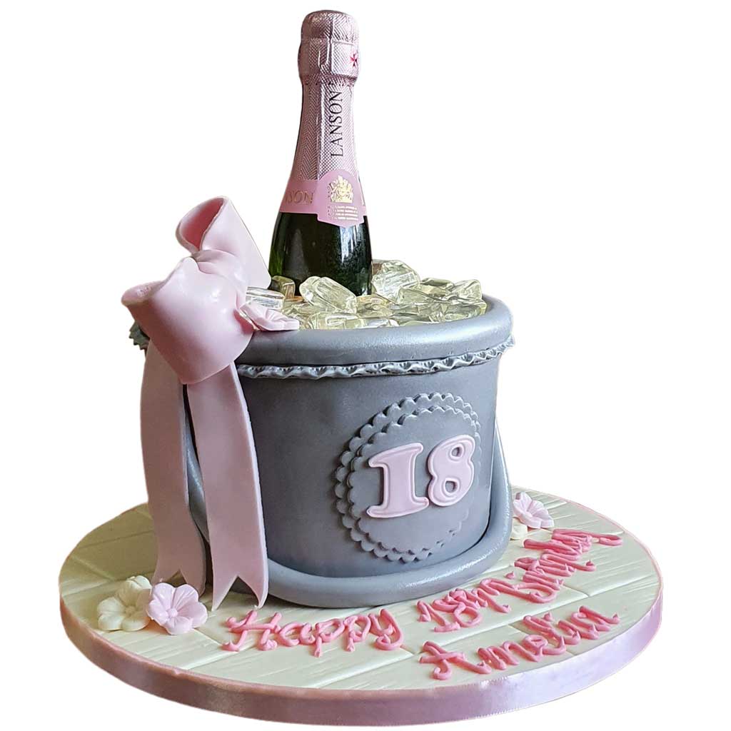 Prosecco/Wine Ice Bucket Cake - Pink