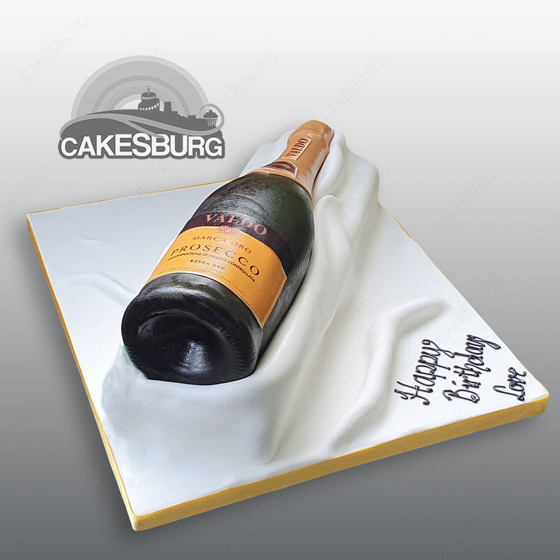 Ruinart Champagne Bottle Cake | Cake with gold brushstrokes