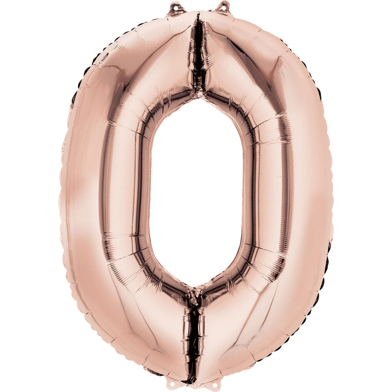34" Rose Gold - Number 0 - Foil Balloon (HELIUM FILLED)