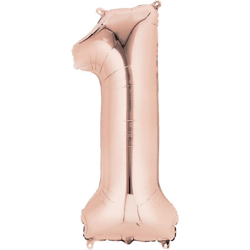 34" Rose Gold - Number 1 - Foil Balloon (HELIUM FILLED)