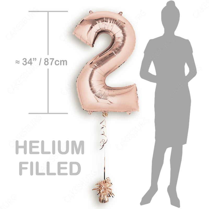 34" Rose Gold - Number 2 - Foil Balloon (HELIUM FILLED)